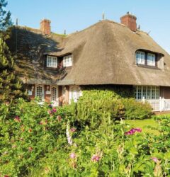 Garten von einem Strohdachhaus auf Sylte in Kampen